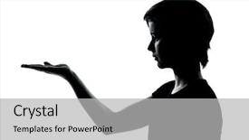  Presentation with cut - Cool new PPT theme with kids profile - one caucasian young teenager silhouette backdrop and a light gray colored foreground