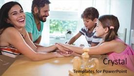  Presentation with unity - Presentation theme having kids putting their hands background and a  colored foreground