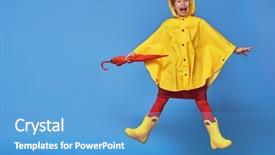  Presentation with red blue yellow - PPT theme having yellow raincoat and rubber boots background and a teal colored foreground