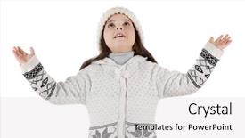  Presentation with knitted clothes - Cool new theme with kids raising hands - little girl in a trendy backdrop and a  colored foreground