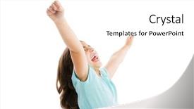  Presentation with studio - Presentation featuring kids raising hands - studio portrait of a happy background and a  colored foreground