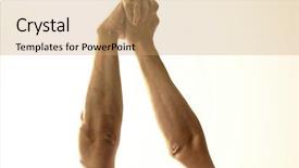  Presentation with rally - Cool new slides with kids rally - holding hands backdrop and a coral colored foreground