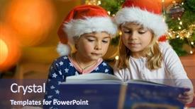  Presentation with kids reading book - Colorful slide deck enhanced with kids reading book by christmas backdrop and a navy blue colored foreground