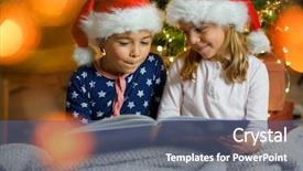  Presentation with kids reading book - PPT layouts featuring kids reading book by christmas background and a ocean colored foreground
