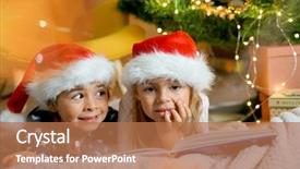  Presentation with kids reading book - Colorful slide deck enhanced with kids reading book by christmas backdrop and a coral colored foreground