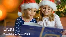  Presentation with kids reading book - Theme with kids reading book by christmas background and a ocean colored foreground