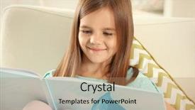  Presentation with kids reading book - Cool new slides with kids reading books - cute little girl with book backdrop and a coral colored foreground