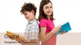  Presentation with kids reading books - Colorful slides enhanced with kids reading books isolated backdrop and a coral colored foreground