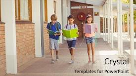  Presentation with school kids reading books - Audience pleasing slide deck consisting of kids reading books while walk backdrop and a  colored foreground