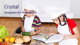  Presentation with kids reading book - Beautiful PPT theme featuring kids reading cook book backdrop and a sky blue colored foreground