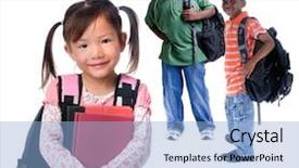  Presentation with diversity school - Slides having kids ready for school diversity background and a light blue colored foreground