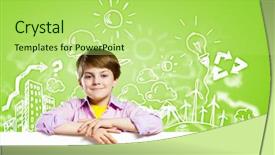  Presentation with blank - PPT layouts having kids recycling - image of boy holding blank background and a  colored foreground