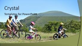  Presentation with parents - PPT theme consisting of kids riding bikes in moutain background and a light blue colored foreground