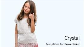  Presentation with doing the right thing - PPT theme featuring kids rights - brunette hispanic girl doing happy background and a cool aqua colored foreground