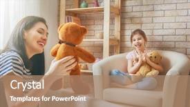  Presentation with mom kids - Presentation theme having performance in the puppet theater background and a coral colored foreground