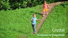 Presentation with exercise kids kid doing fitness - Presentation theme having kids running down the hill background and a tawny brown colored foreground
