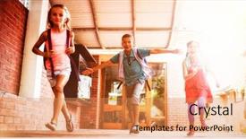  Presentation with maths for school kids - Cool new slides with kids running in school corridor backdrop and a coral colored foreground