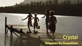  Presentation with dock - Colorful theme enhanced with kids running on dock backdrop and a tawny brown colored foreground