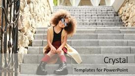  Presentation with afro - Amazing slide deck having kids shopping - afro american little girl wearing backdrop and a light gray colored foreground