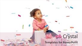  Presentation with happy birthday baby - Slides having kids shopping - happy little baby girl background and a lemonade colored foreground