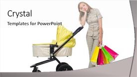  Presentation with white - Audience pleasing slides consisting of kids shopping - woman with pram isolated backdrop and a  colored foreground