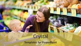  Presentation with mother baby - Colorful PPT theme enhanced with kids shopping - young mother and her adorable backdrop and a yellow colored foreground