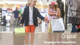  Presentation with cute household shopping - Slide deck with kids shopping cute little girl background and a coral colored foreground