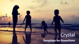  Presentation with happy kids - Cool new presentation theme with kids silhouettes having happy time backdrop and a wine colored foreground