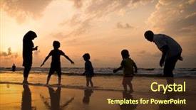  Presentation with happy kids - Presentation theme having kids silhouettes having happy time background and a tawny brown colored foreground