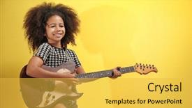  Presentation with curly hair - Amazing slide deck having kids singing - afro-american little girl with curly backdrop and a yellow colored foreground