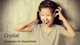  Presentation with audio tape in music studio - Amazing slides having kids singing - cool teen girl enjoys backdrop and a coral colored foreground