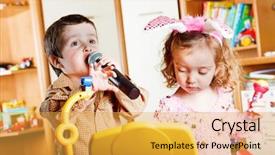  Presentation with kids playing - Presentation enhanced with kids singing and playing background and a yellow colored foreground