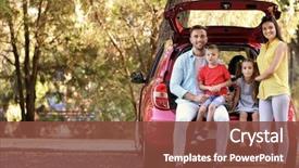  Presentation with car - Colorful slide deck enhanced with kids sitting in car backdrop and a tawny brown colored foreground