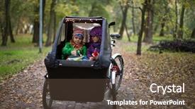  Presentation with cargo - Slide set consisting of kids sitting in cargo bike background and a  colored foreground