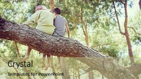  Presentation with kids - PPT layouts featuring kids sitting together on tree background and a mint green colored foreground