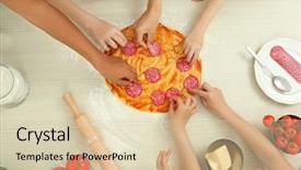  Presentation with children grow - PPT theme with kids smoking - group of children preparing pizza background and a lemonade colored foreground