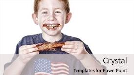  Presentation with bbq flier - PPT layouts featuring kids smoking - hungry boy eating bbq rib background and a light gray colored foreground