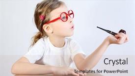  Presentation with glasses - Audience pleasing PPT theme consisting of kids smoking - little girl in big red backdrop and a soft green colored foreground