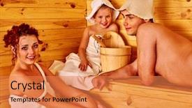  Presentation with happy kids - Presentation design having kids spa party - happy family with child background and a coral colored foreground