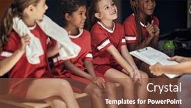  Presentation with team kids - Presentation having kids-sport-team-in-changing background and a tawny brown colored foreground