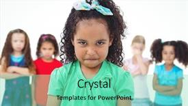  Presentation with kids - Slide deck featuring kids standing together with girl background and a seafoam green colored foreground