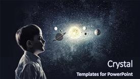  Presentation with kids space - PPT theme featuring kids stars - cute boy of school age background and a wine colored foreground