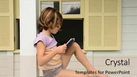  Presentation with children reading - Presentation design enhanced with kids storybook - child at home reading book background and a coral colored foreground