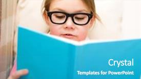  Presentation with child girl reading a book - Cool new slides with kids storybook - cute little girl is reading backdrop and a teal colored foreground
