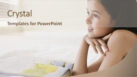  Presentation with story book - Cool new presentation theme with kids storybook - happy little girl daydreaming while backdrop and a  colored foreground