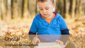  Presentation with storybook - Audience pleasing theme consisting of kids storybook - little boy is reading book backdrop and a yellow colored foreground
