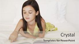  Presentation with story book - Amazing presentation theme having kids storybook - little girl reading story book backdrop and a soft green colored foreground