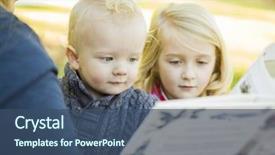  Presentation with storybook - Slide set consisting of kids storybook - mother reading a book background and a ocean colored foreground