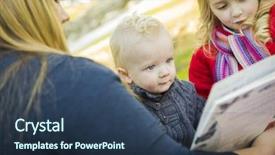  Presentation with children reading - Slide set featuring kids storybook - mother reading a book background and a tawny brown colored foreground