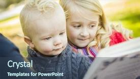  Presentation with storybook - Presentation theme consisting of kids storybook - mother reading a book background and a ocean colored foreground